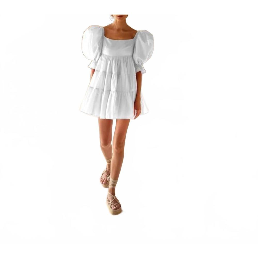 NEW ERIKA PEÑA aja ruffle detail mini dress in white